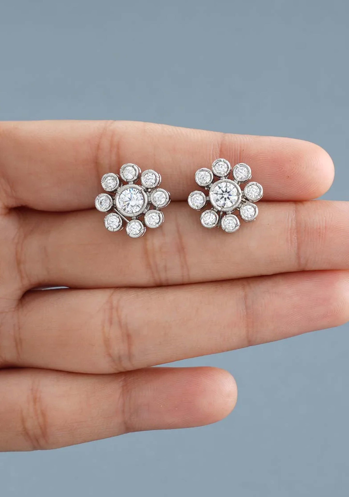 92.5 Silver Floral CZ Studs