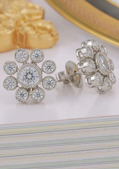 92.5 Silver Floral CZ Studs