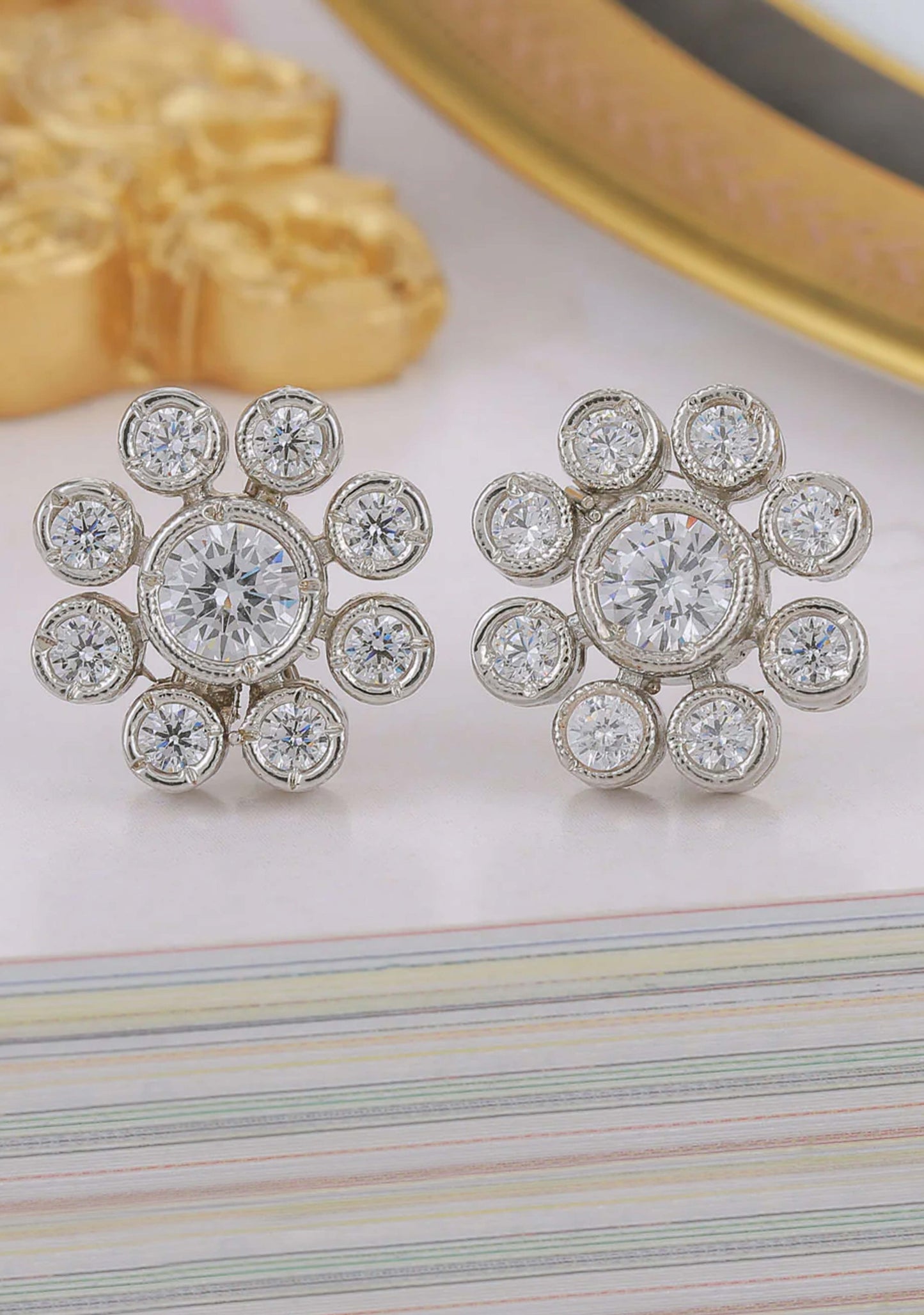 92.5 Silver Floral CZ Studs