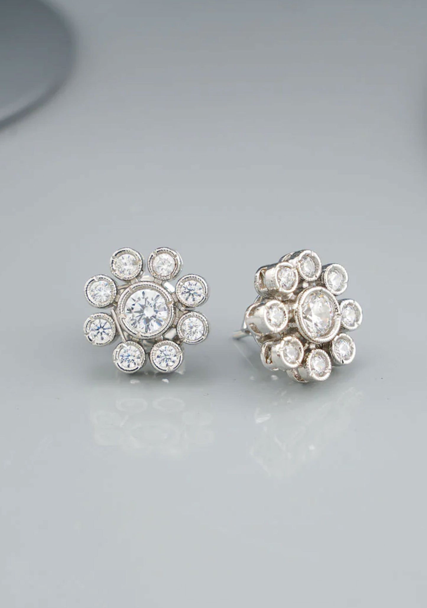 92.5 Silver Floral CZ Studs