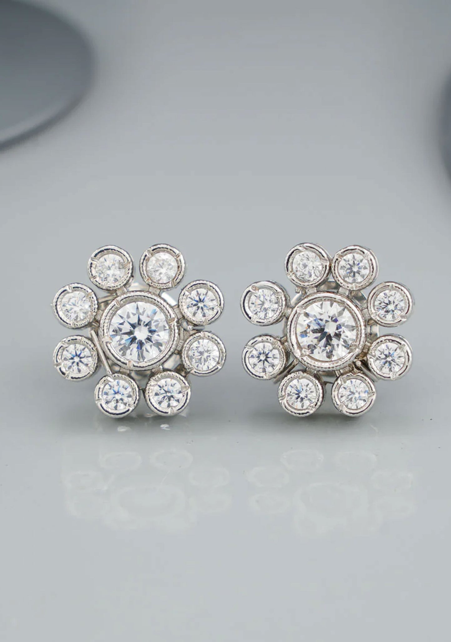 92.5 Silver Floral CZ Studs