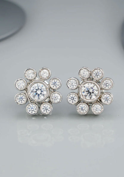 92.5 Silver Floral CZ Studs