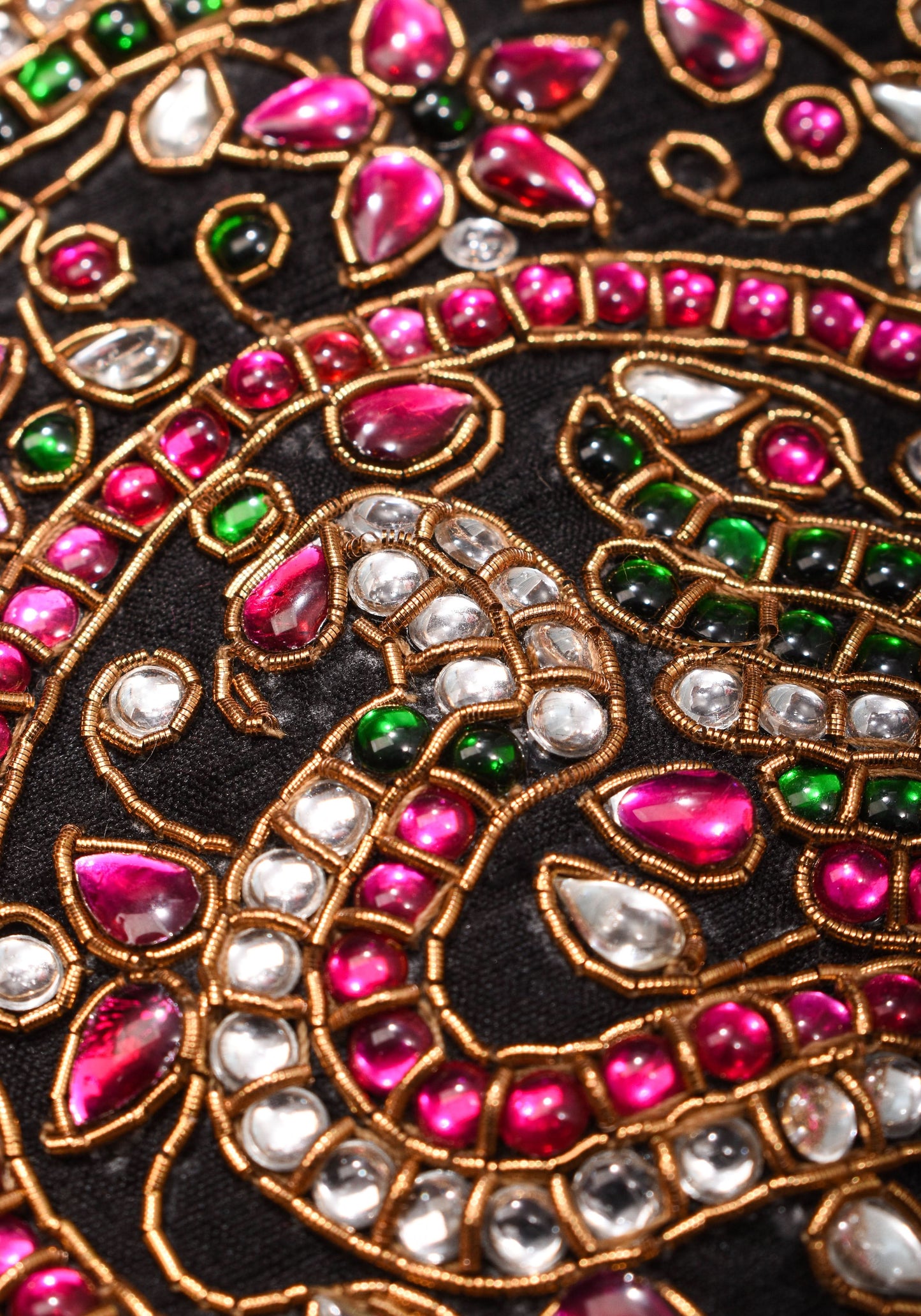 Statement Black Halter Neck Pure Raw Silk Blouse with Kemp Handwork Mandala, Made to Order