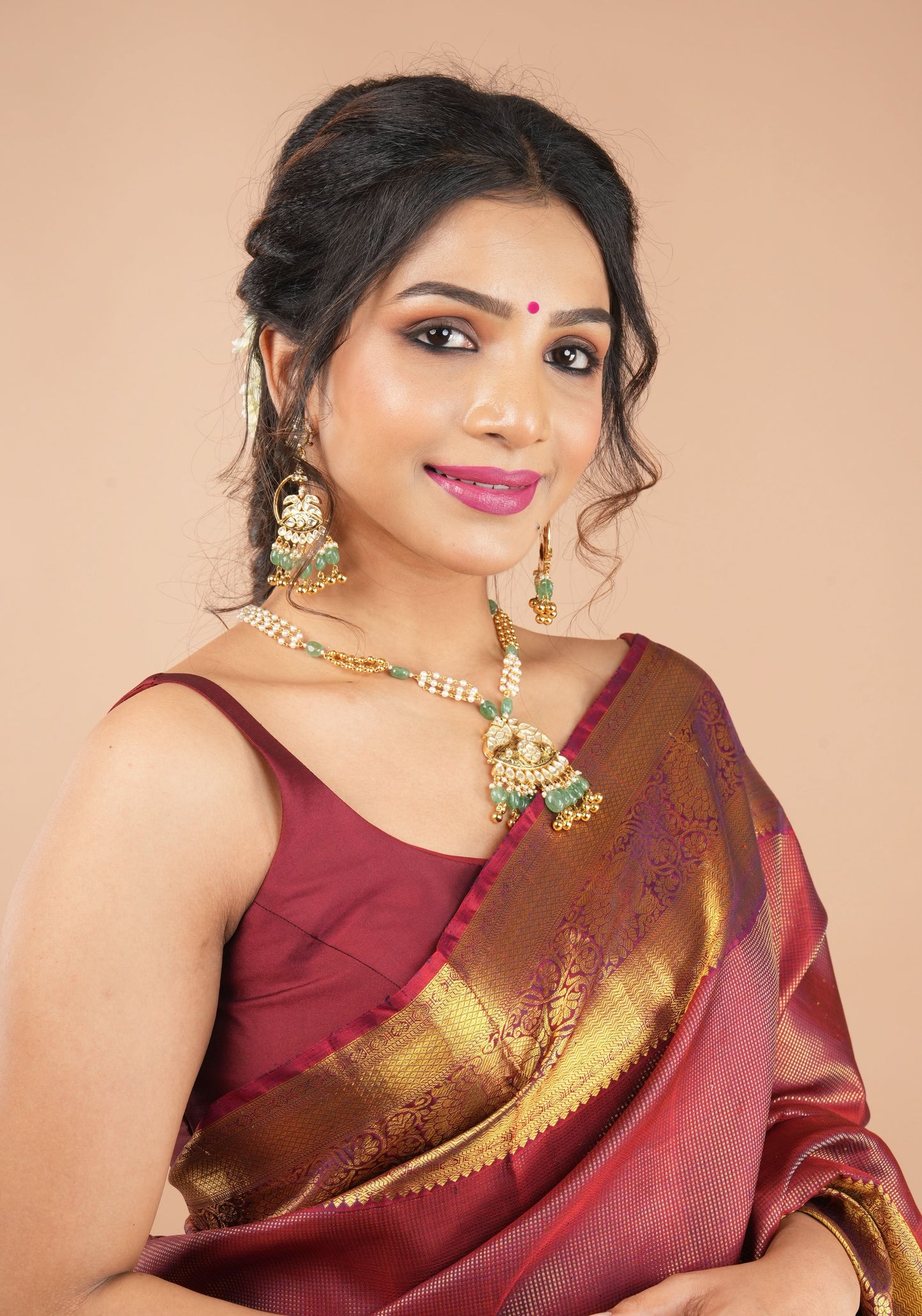 Maroon Thin Strap Sleeveless Silk Blouse with Scoop Neck Front, Colors Customizable