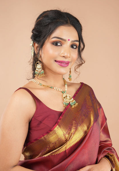 Maroon Thin Strap Sleeveless Silk Blouse with Scoop Neck Front, Colors Customizable