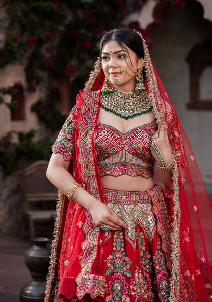 Lehenga Exquisite Royal Radiance Lehenga with hand-embroidery in Dola Silk, Customizable, Made to Order