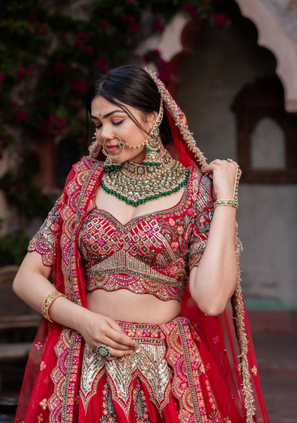 Lehenga Exquisite Royal Radiance Lehenga with hand-embroidery in Dola Silk, Customizable, Made to Order
