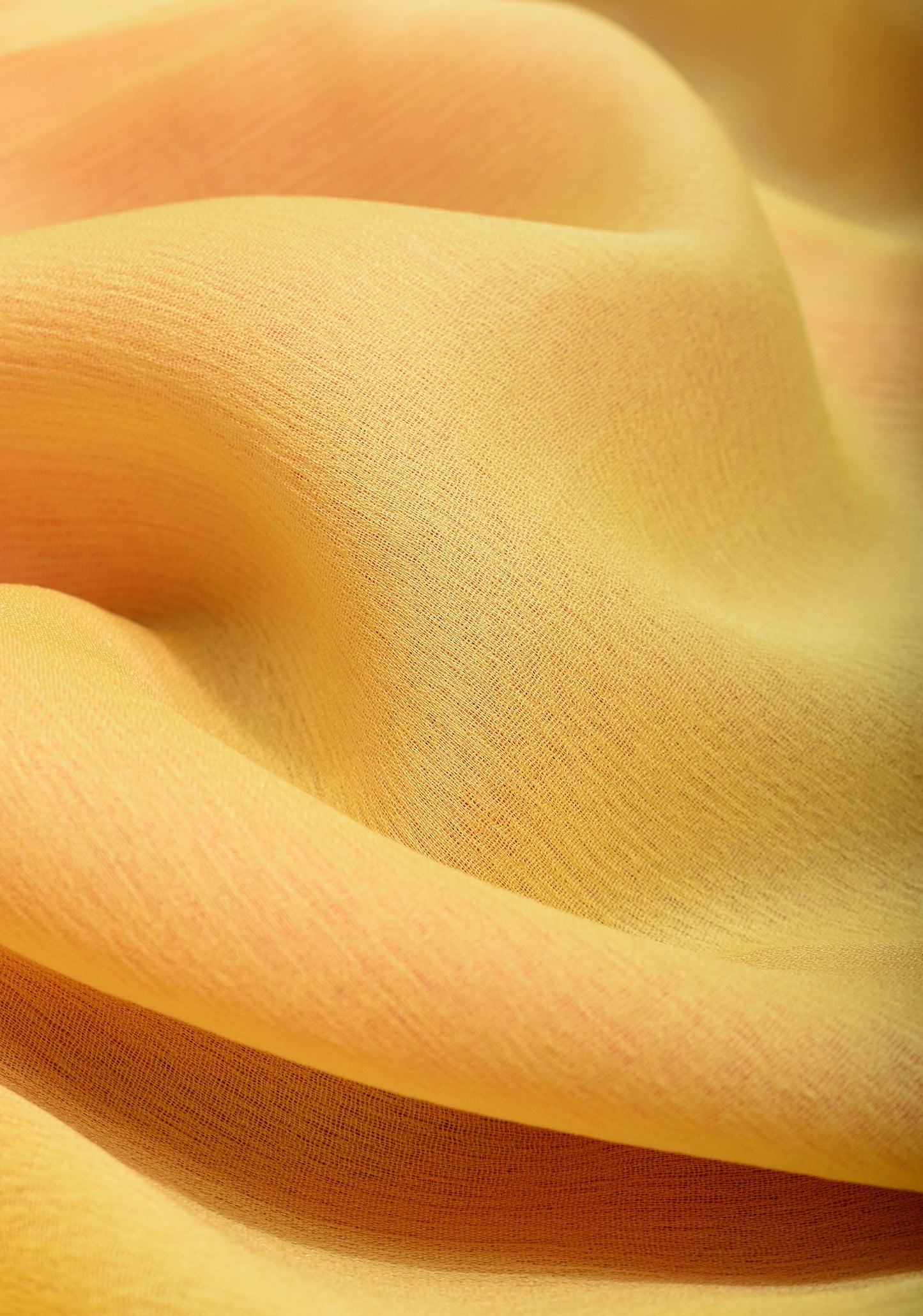 Bollywood style ombre pure chiffon in Light Yellow and Light peach, No Blouse Piece