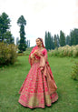 Stunning Pink Jacquard Lehenga Set with embroidery and can-can, Customizable, Made to order