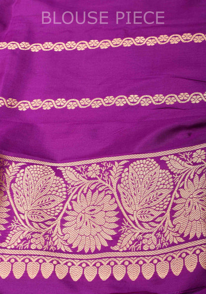 Greyish Purple Banarasi Katan silk saree with Meenakari Zari Buttas and Zari Border | SILK MARK CERTIFIED